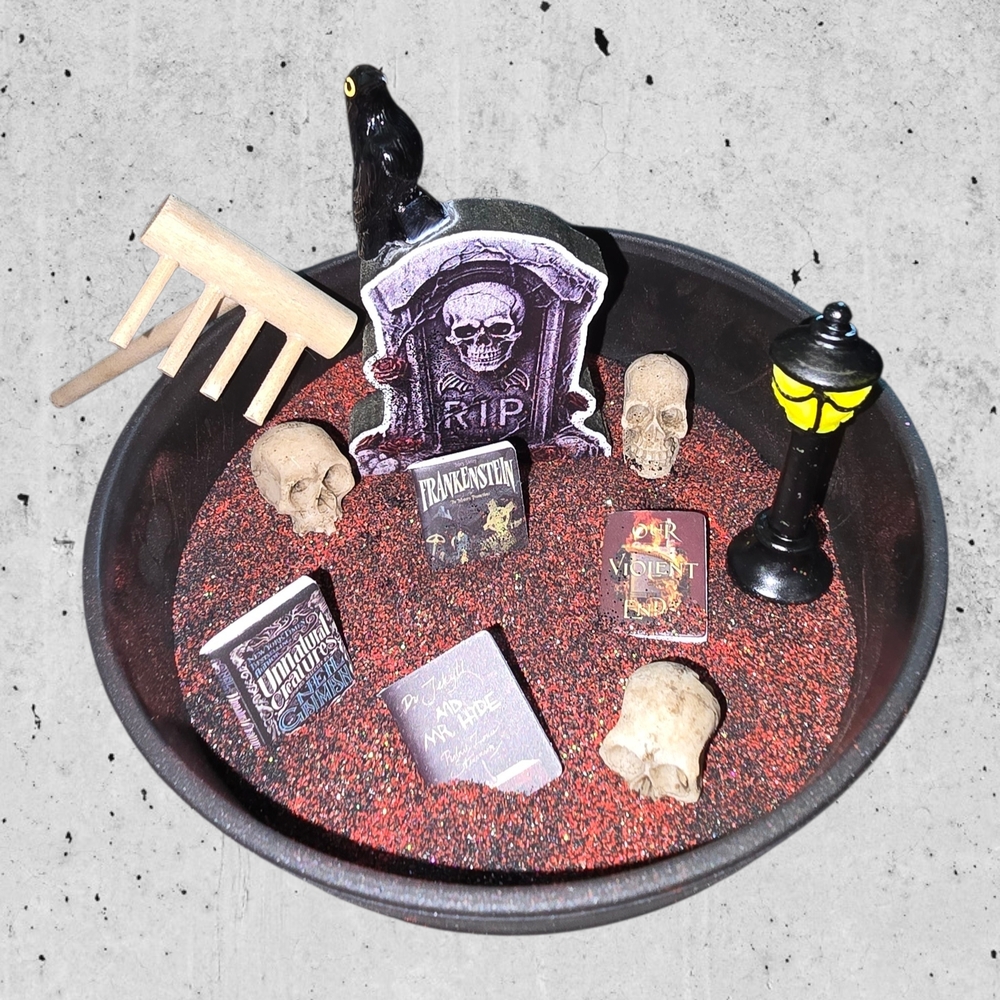 Emotional Support Bowl Dark Academia Mini Zen Garden Gothic Desk Decor Graveyard